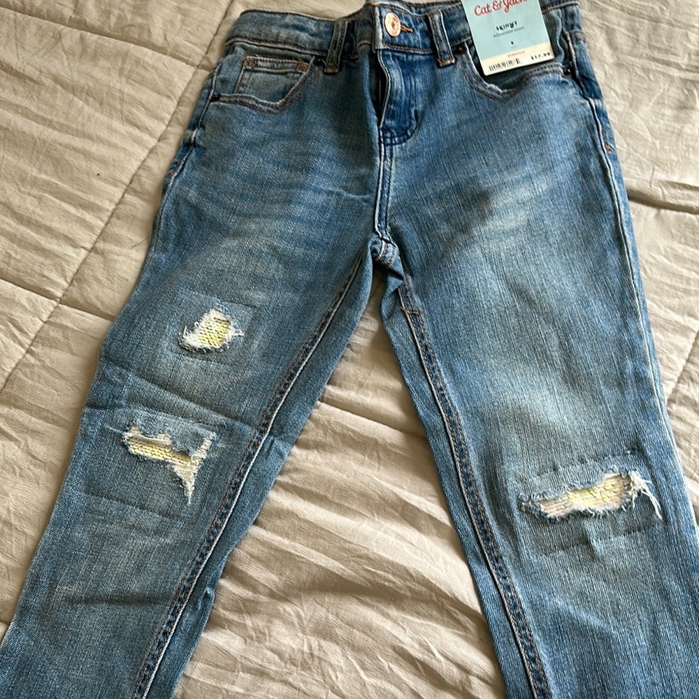 Cat & Jack Blue Skinny Distressed Jeans